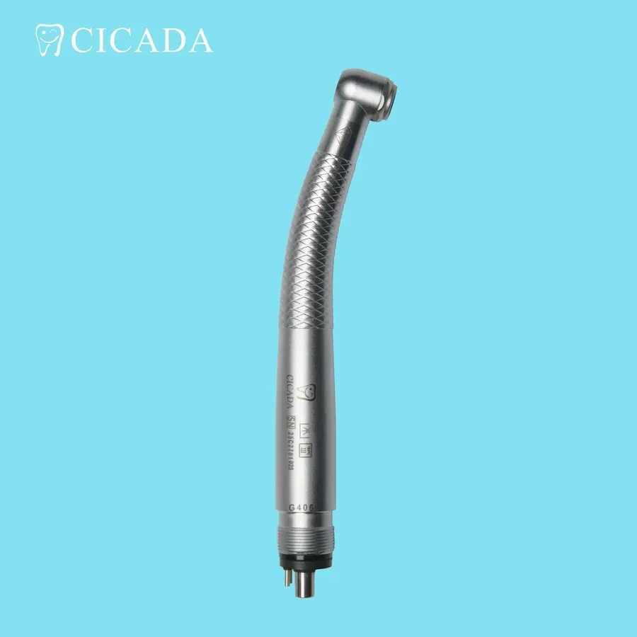 Titanium 45 Degree Mini Head Fiber Optic High-Speed Handpiece, Quad Spray, 4/6-Hole