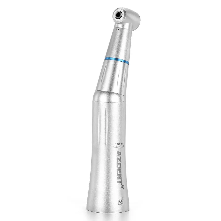 1:1 Push-Button Contra-Angle Handpiece, Internal Water Spray (Blue Ring)
