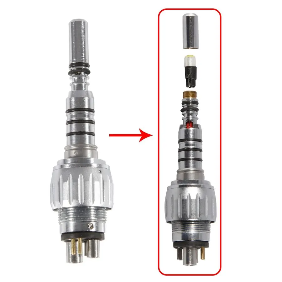 Fiber Optic Standard Head High-Speed Turbine + 6-Hole LED Coupler