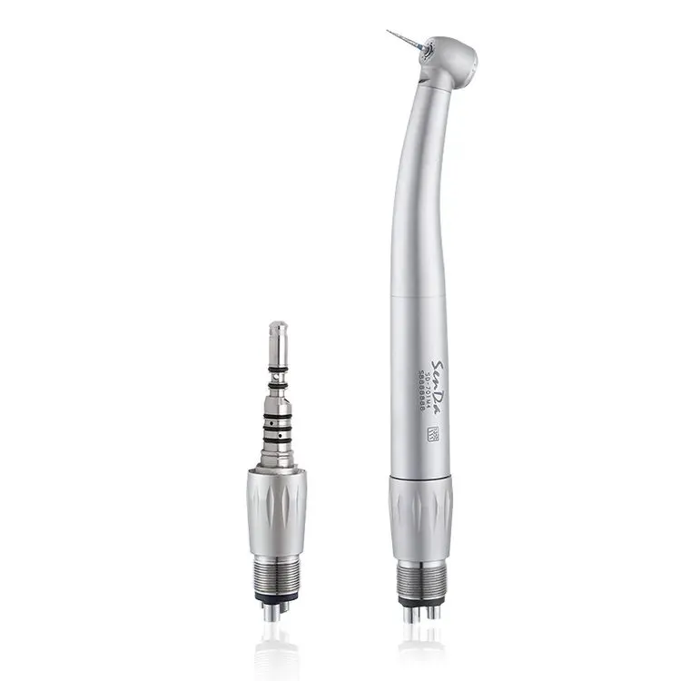 Titanium Mini Head Fiber Optic High-Speed Handpiece, Quad Spray, 4/6-Hole