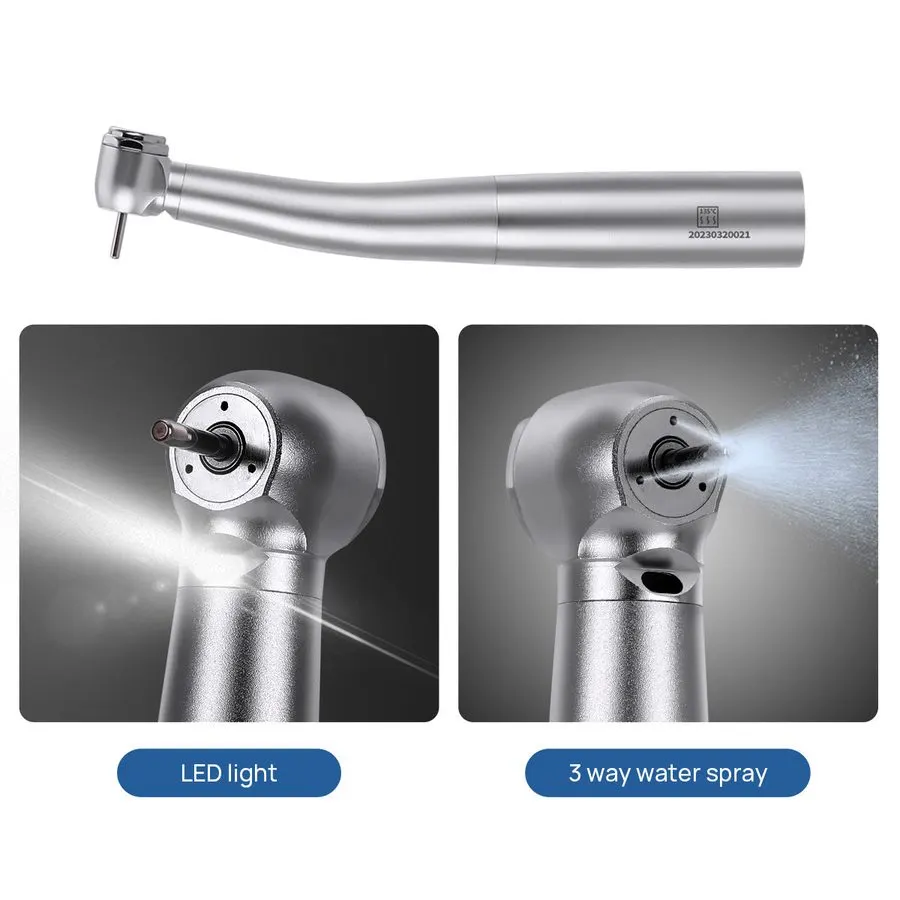 LED Fiber Optic Standard Head High-Speed Handpiece, Triple Spray, Push Button, 4/6-Hole