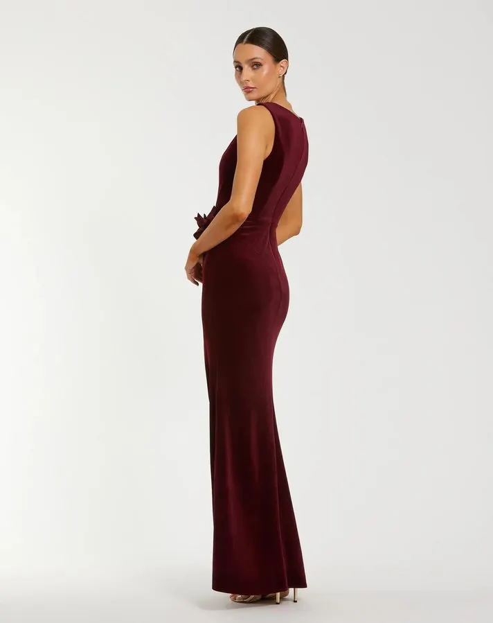 Bordeaux Velvet Column Gown