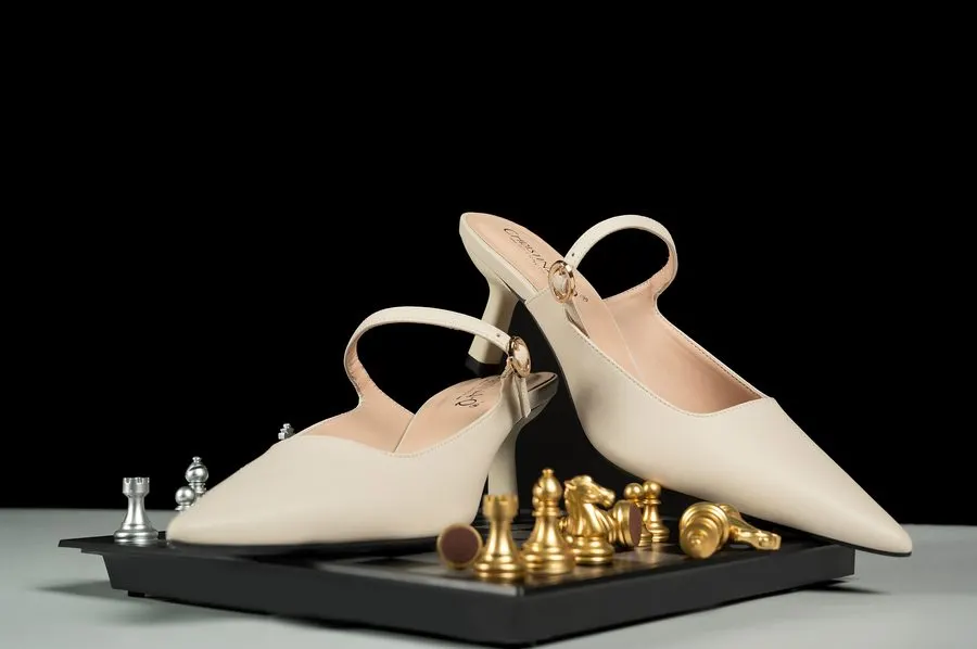 Beige Chess Slingback