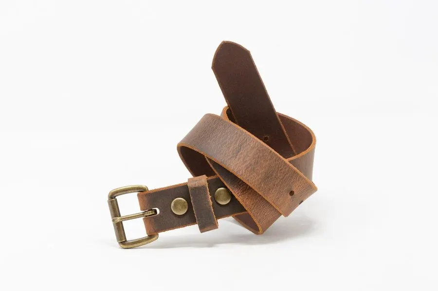 Antique Brass Leather Belt