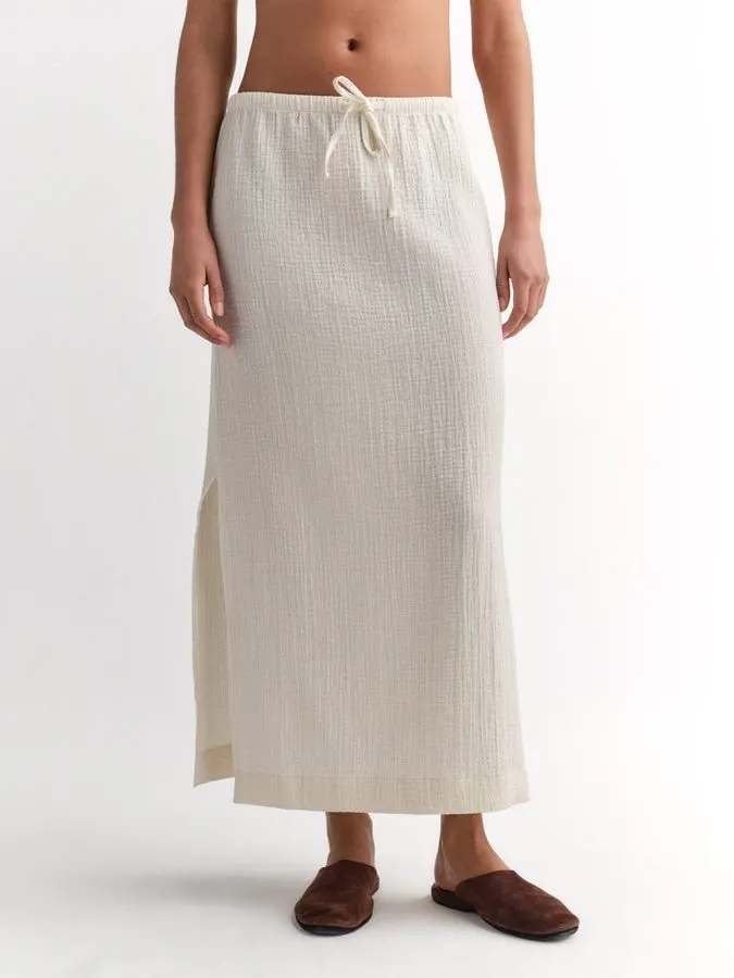 Muslin Linen Midi Skirt