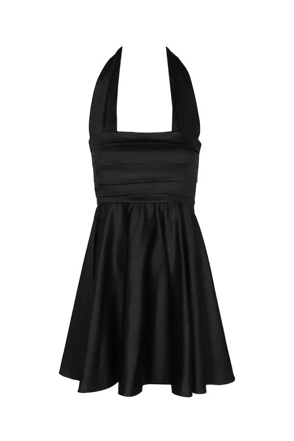 Black Halter Mini Cocktail Dress