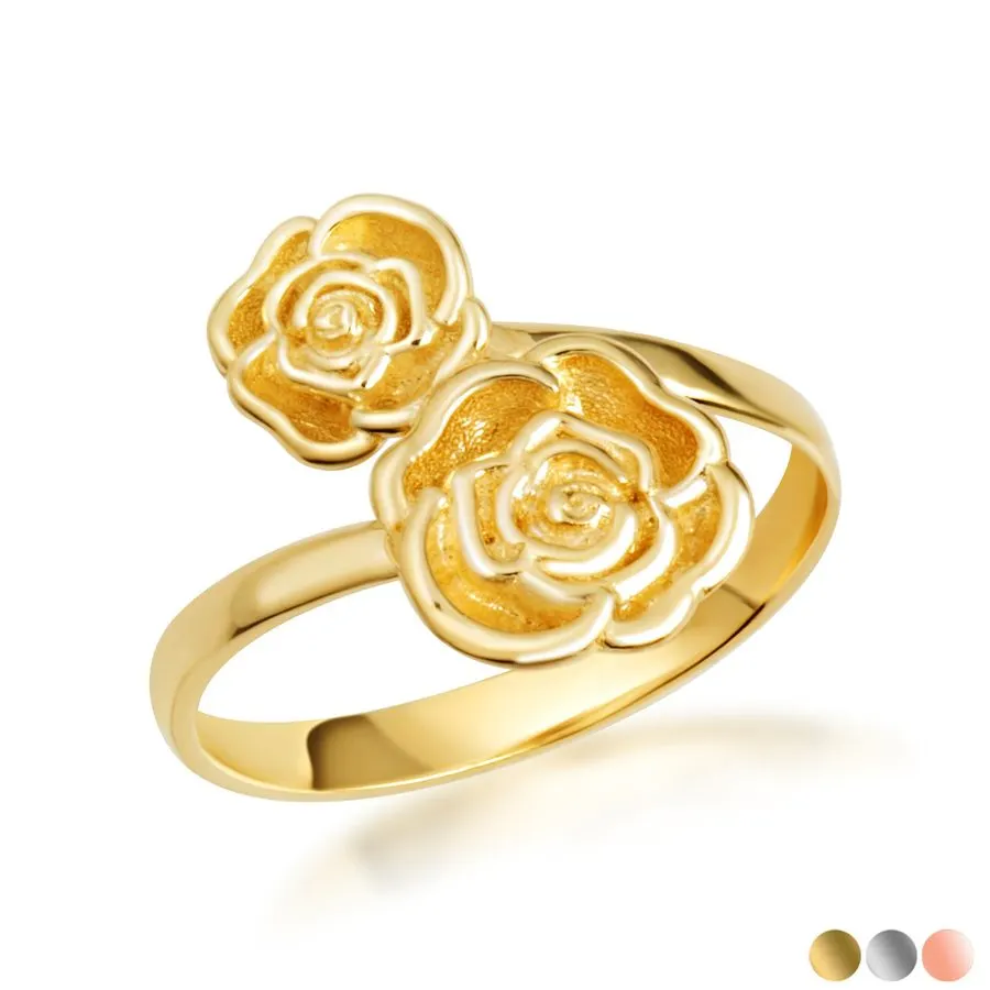 Rose Petal Gold Ring Duo