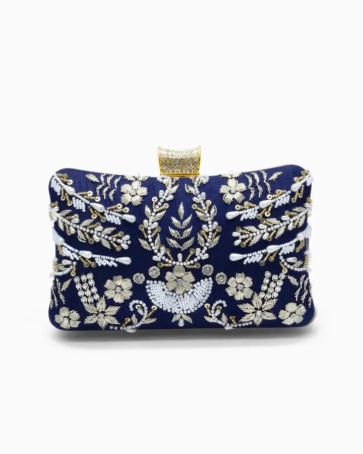 Midnight Beaded Evening Clutch