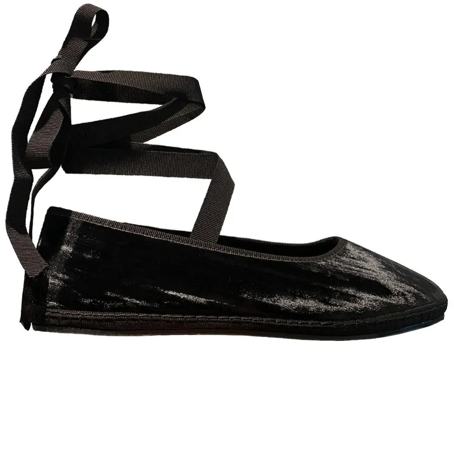 Satin Ribbon Ballet Flats – Noir