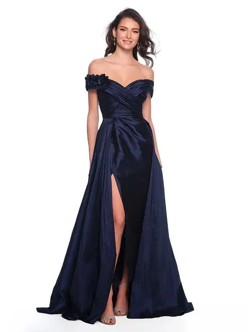 Midnight Blue Off-Shoulder Gown