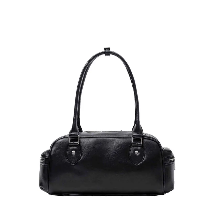 Ink Black Boxy Top-Handle Bag