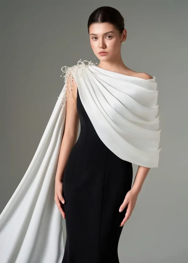Monochrome Silk Crepe Gown