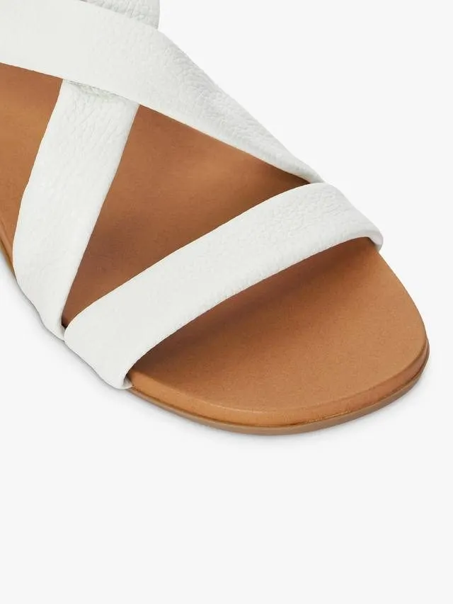 Dune Leather Cross-Strap Flat
