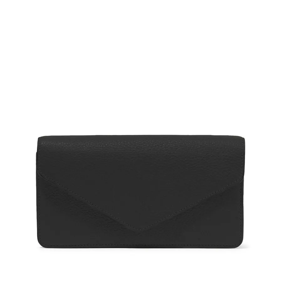 Noir Leather Envelope Clutch