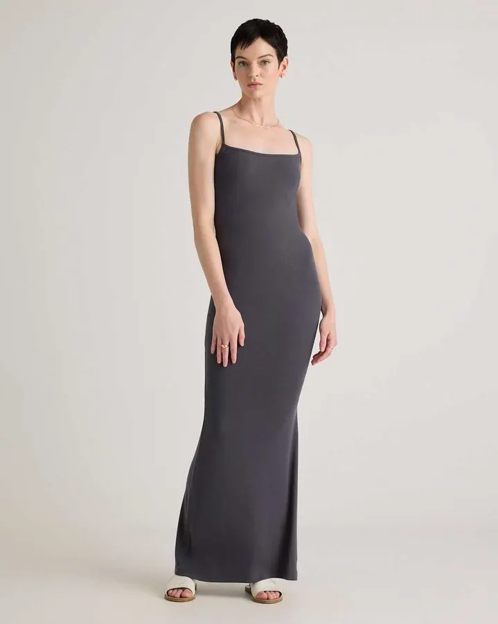 Charcoal Tencel Midi Dress