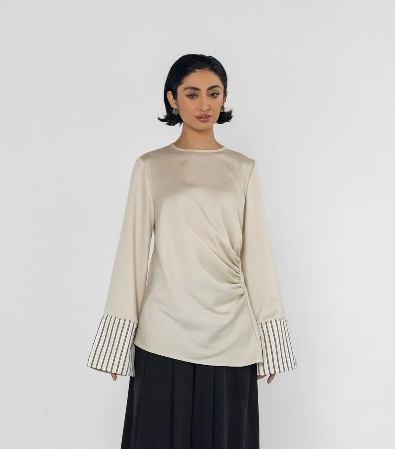 Draped Silk Shell Top