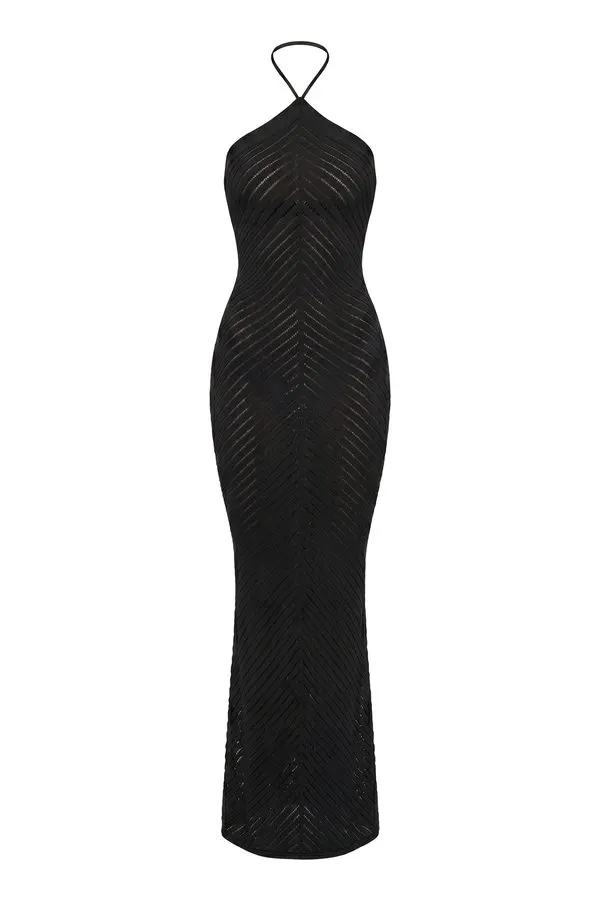 Black Halter-Neck Maxi Dress
