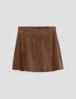 Cocoa Suede A-Line Skirt