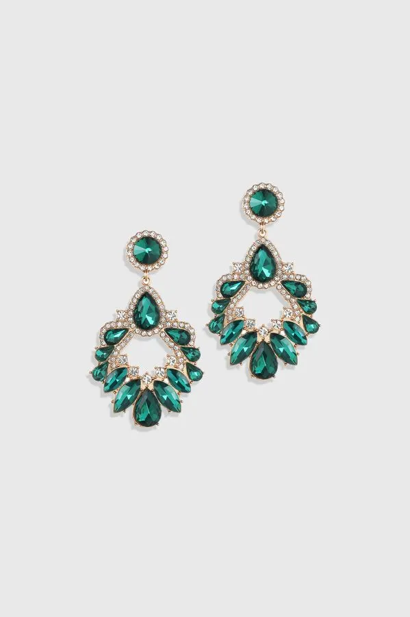 Obsidian Emerald Chandelier Earrings