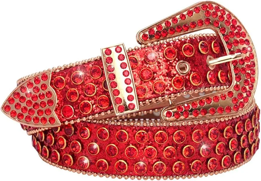 Crimson Studded Statement Belt