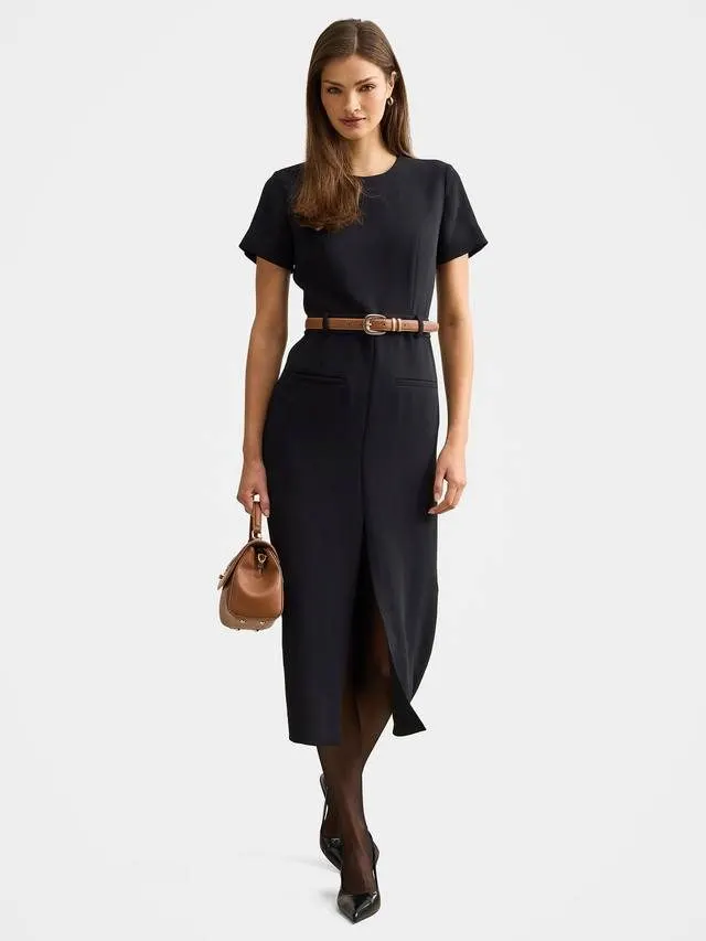 Black Tailored Midi Dress