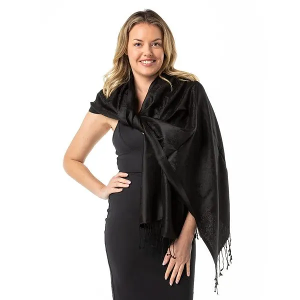 Black Opal Pleated Silk Scarf