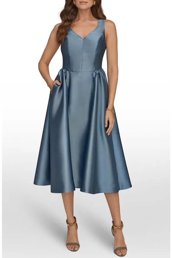 Indigo Satin Cocktail Dress
