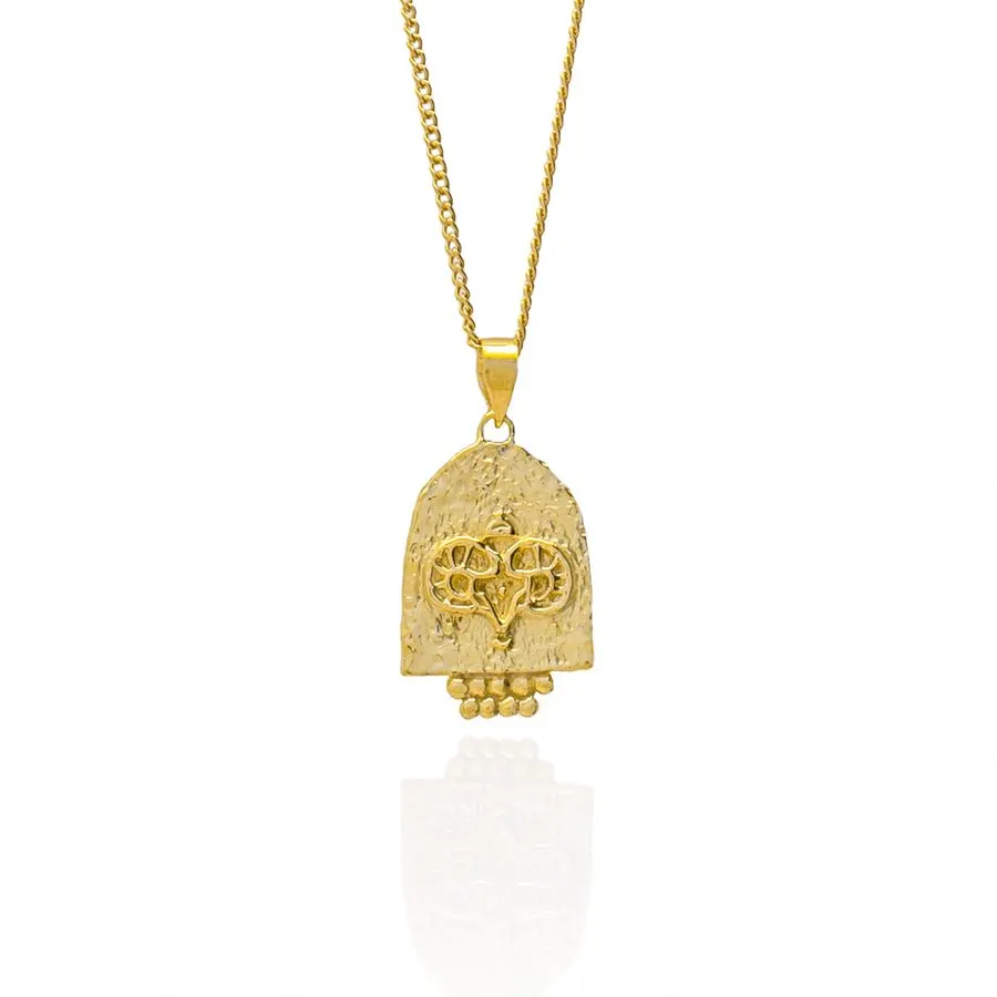Etched Gold Pendant Necklace