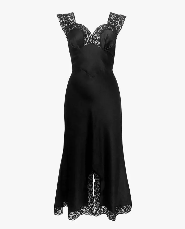 Onyx Charmeuse Cowl Slip Dress