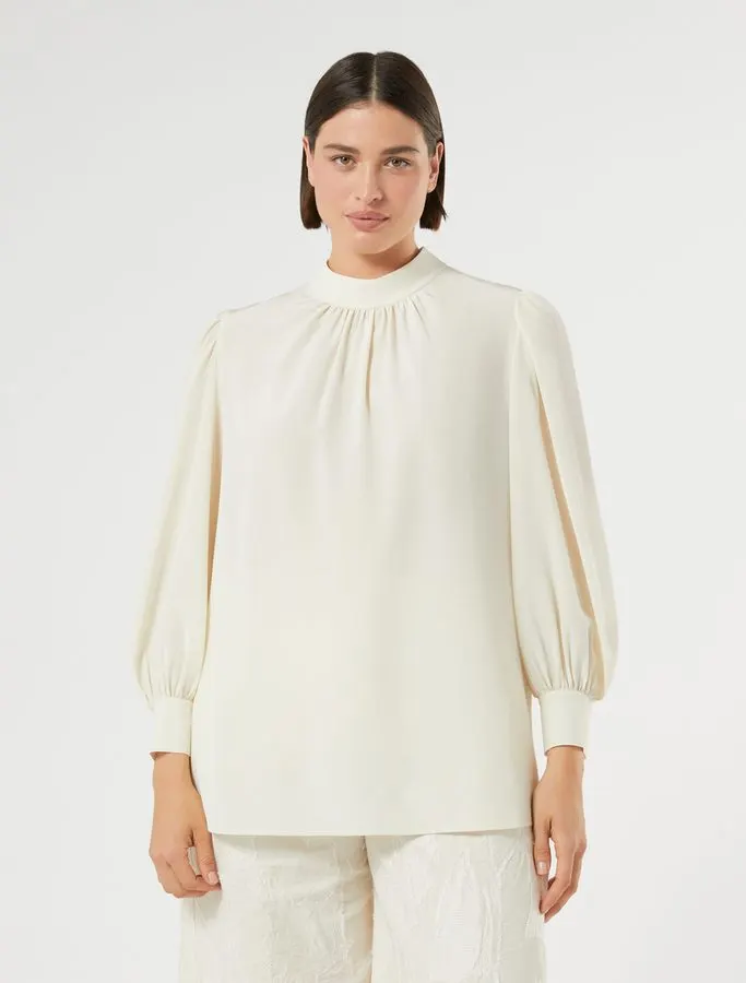 Warm Ivory Crepe Blouse