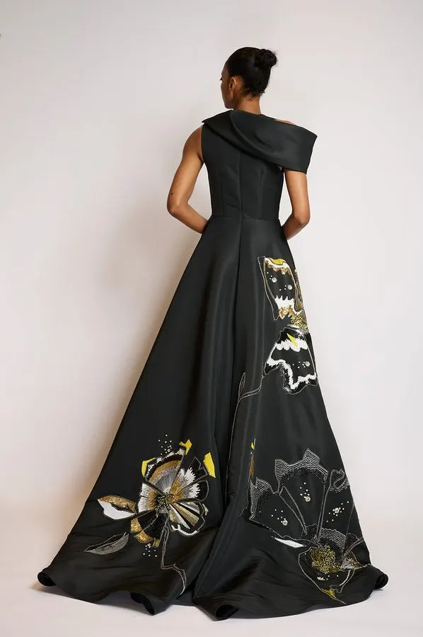 Onyx Off-Shoulder Evening Dress