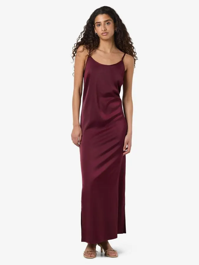 Bordeaux Satin Slip Dress