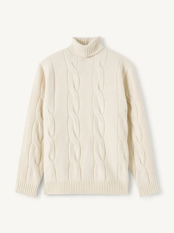 Beige Roll-Neck Sweater