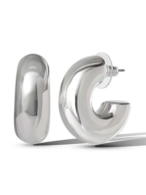 Mirror Silver Hoops