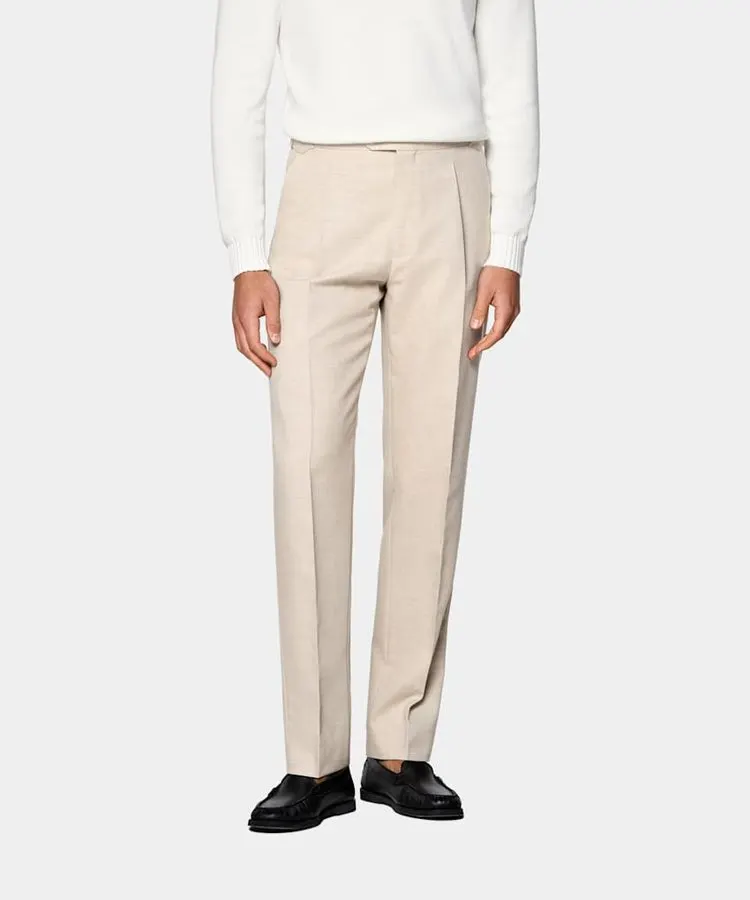 Sand Tapered Tailored Trousers