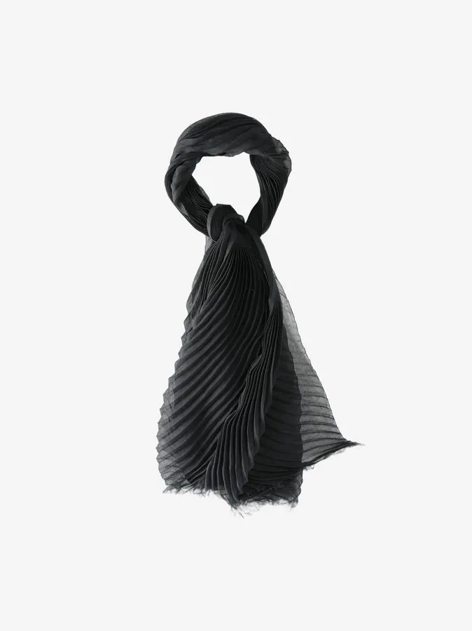 Black Opal Pleated Silk Scarf
