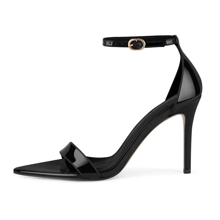 Noir Stiletto Ankle-Strap Sandal