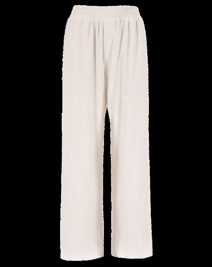 Ivory Pleated Wide-Leg Trousers