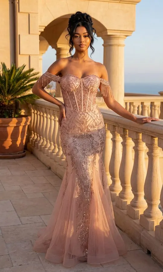 Gala Sequin Portrait Gown