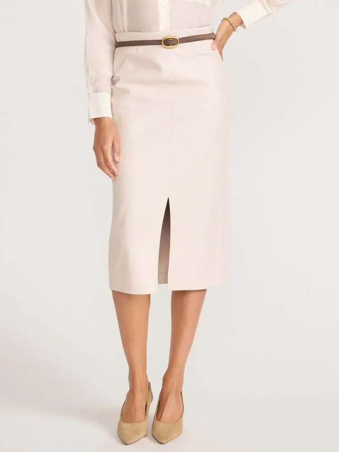 Ivory Structured Pencil Skirt