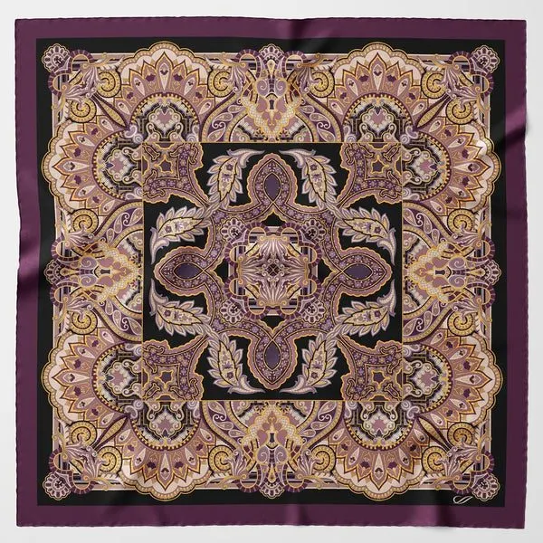 Plum Noir Charmeuse Silk Scarf