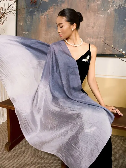 Obsidian Ombré Silk Satin Scarf