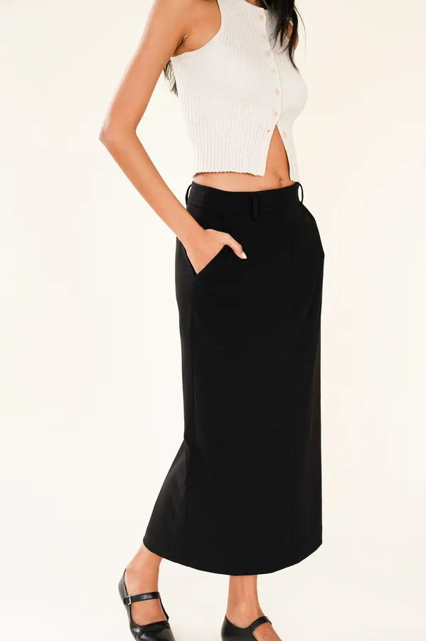 Noir Tailored Midi Skirt