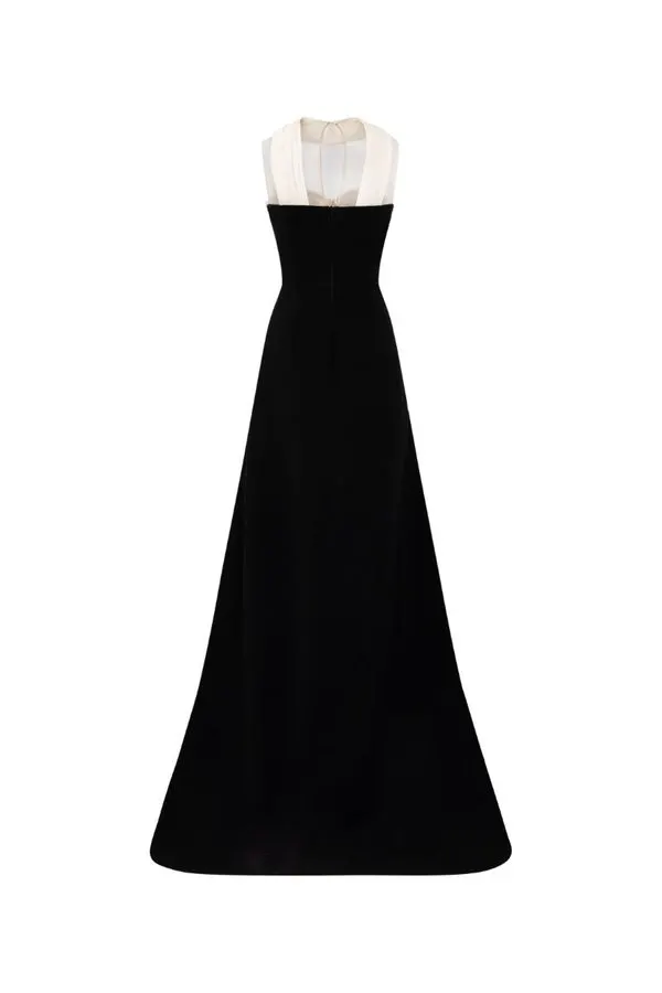 Monochrome Silk Crepe Gown