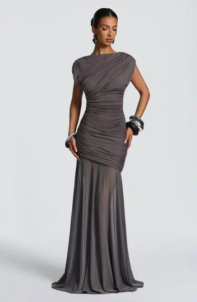Shadow Grey Column Maxi Dress