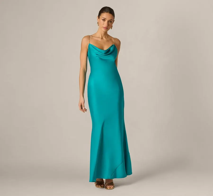 Emeraude Teal Satin Gown