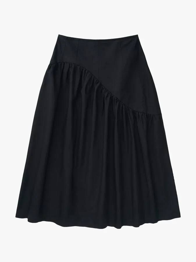 Noir Georgette Midi Skirt
