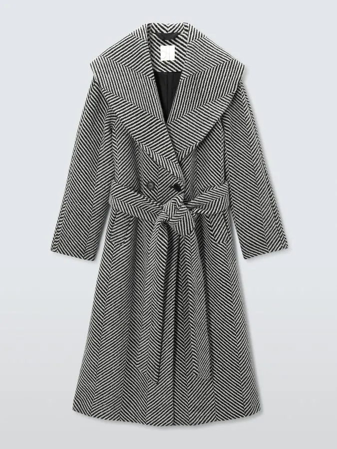 Monochrome Belted Wool Coat