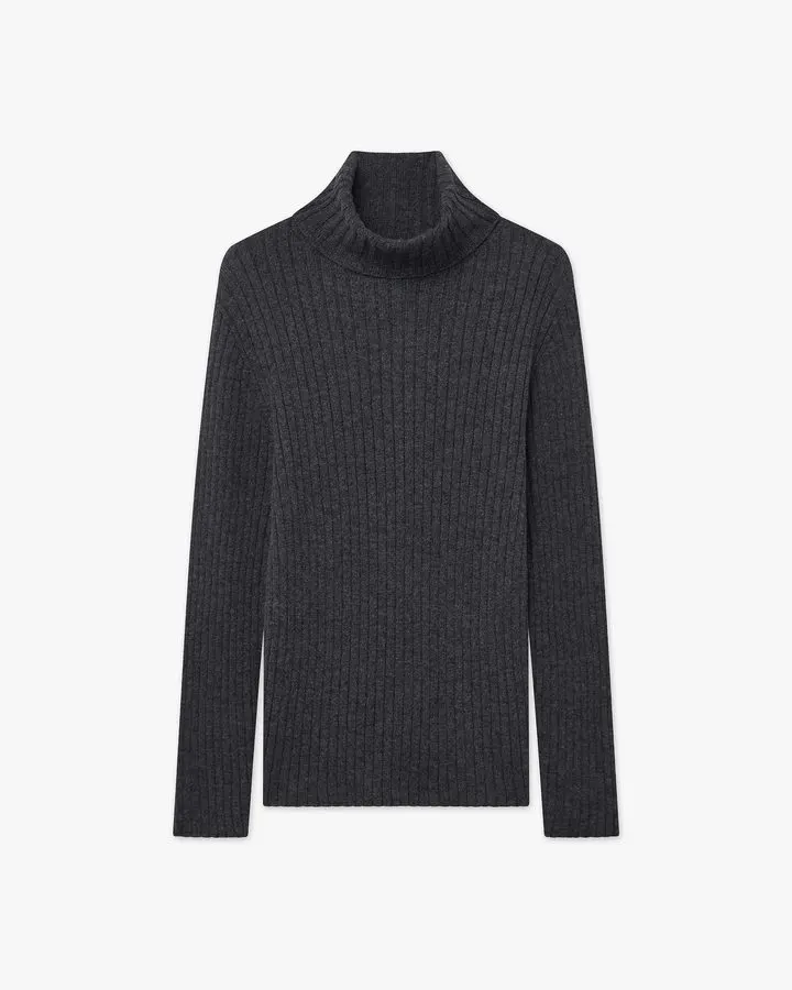 Charcoal Fine-Knit Turtleneck