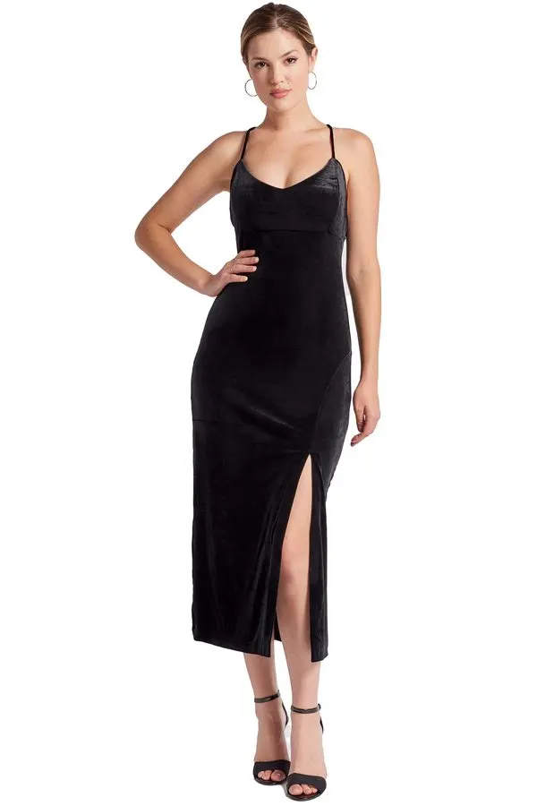Velvet Shadow Slip Dress